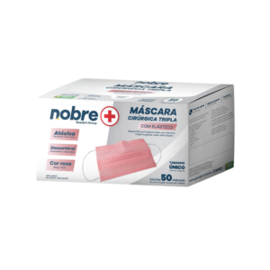 Máscara Tripla Descartável Rosa